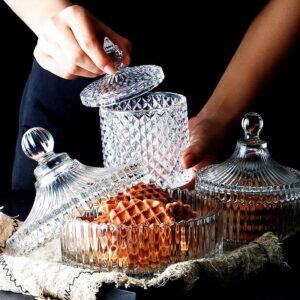 Crystal Glass Candy Jar - Decorative Countertop Storage Container