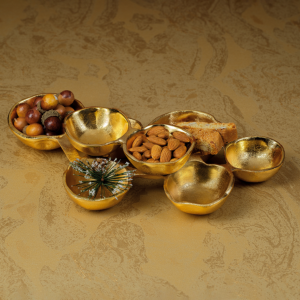 Bright Gold Nine Bowl Serving Tray