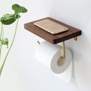 Wooden Toilet Roll Holder - Bathroom Tissue Storage Stand
