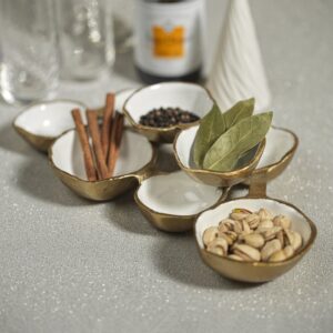 Gold & White Eight Bowl Serving Tray