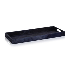 Navy Hair on Hide Leather Serving Tray