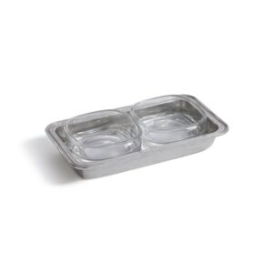 Pewter & Glass Double Condiment Set